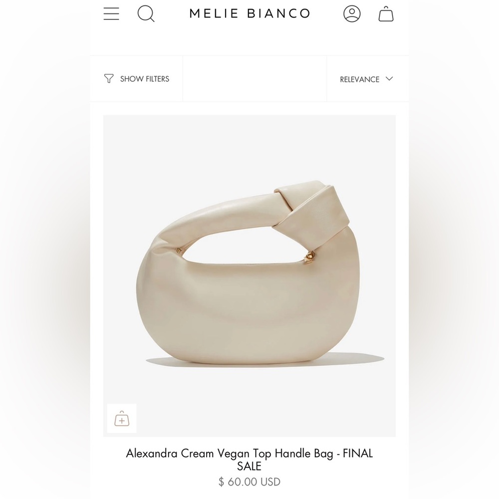 Melie Bianco Alexandra Cream Vegan Top Handle Bag NWT - Picture 9 of 9